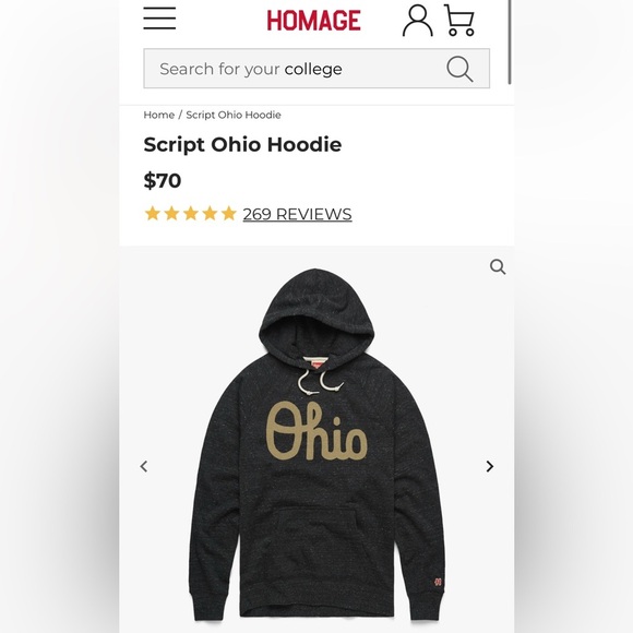 Homage Script Ohio Hoodie Size Medium Grey Ohio State Buckeyes - Picture 6 of 6